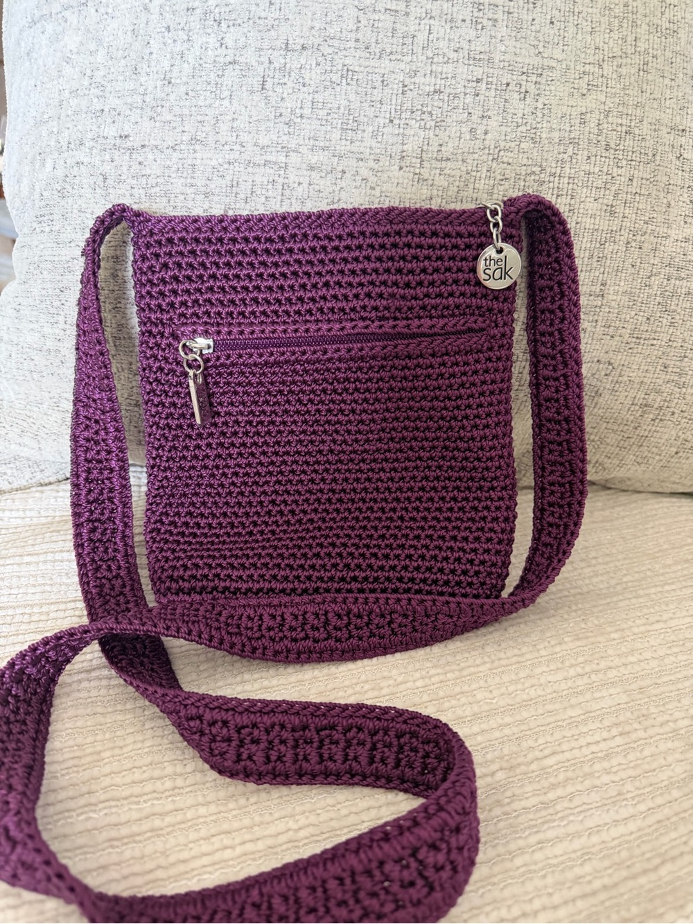 The Sak NWOT Deep Plum Crochet Crossbody Bag 7x6